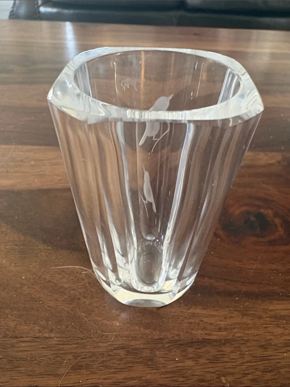 Vintage MCM Orrefors Etched Crystal Vase designed by Sven‎ Palmqvist